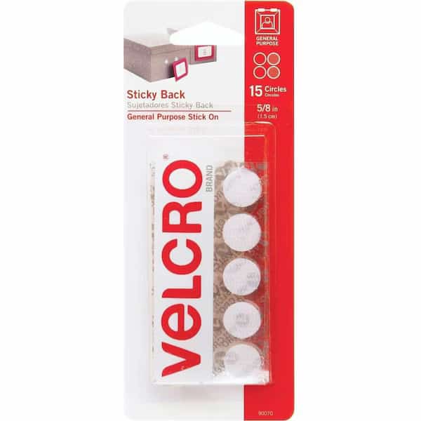 VELCRO Brand Sticky Back Small Nylon Hook and Loop Fastener 5/8 in. L 15 pk