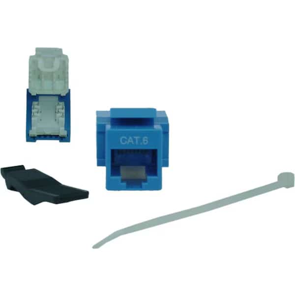 CableWholesale 327-120BL Cat6 Keystone Jack  Blue  Toolless  RJ45 Female