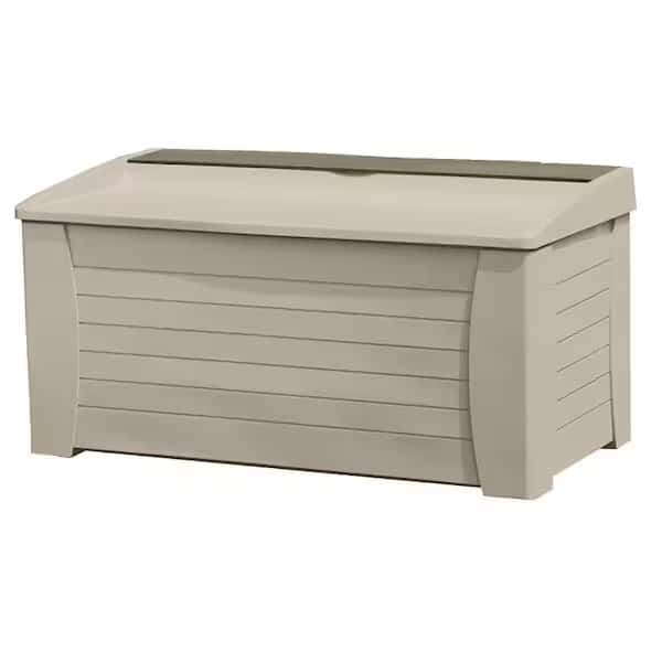 Deck Box, 5412 in W, 28 in D, 27 in H, Resin, Light Taupe