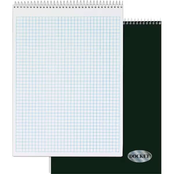 Tops Docket Top Wirebound Quadrille Pad, 8-1/2" x 11-3/4", Quad Ruled, White, 70 Sheets/Pad