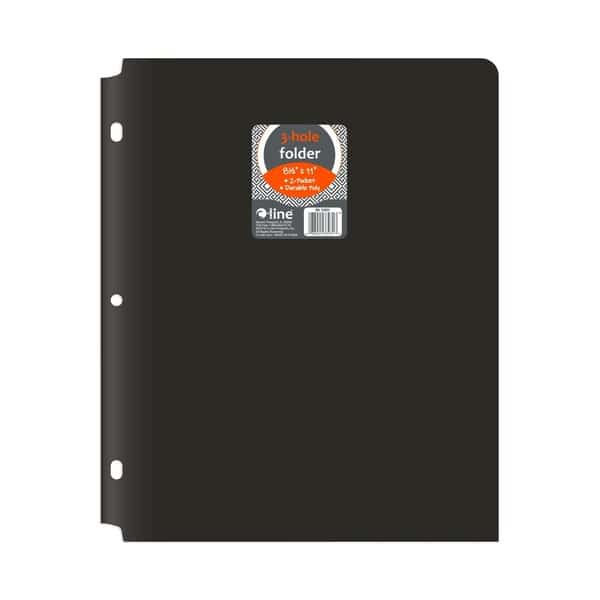 TwoPocket Heavyweight Poly Portfolio Folder with ThreeHole Punch, Black, 25PK