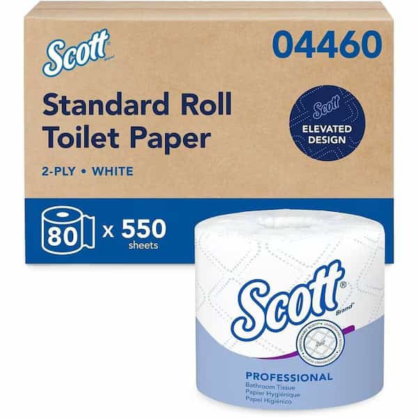 Professional Standard Roll Toilet Paper, 2-Ply Individually wrapped rolls, 550 Sheets/Roll, 80 Rolls