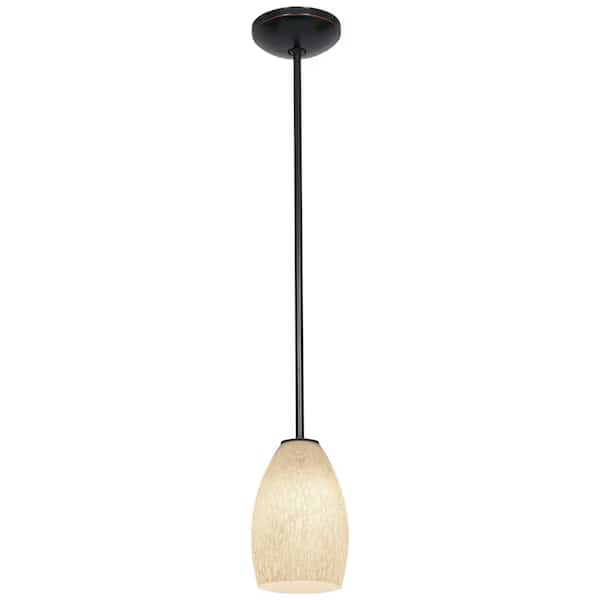 Champagne, LED Pendant, Oil Rubbed Bronze Finish, White Stone Glass
