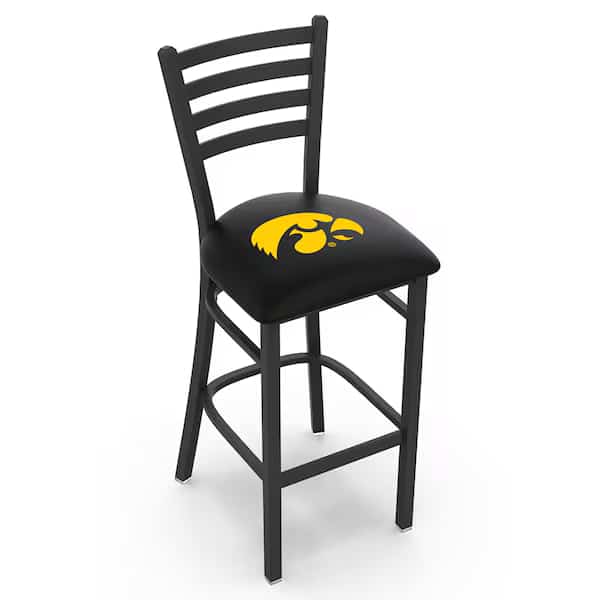 25" Blk Wrinkle Iowa Stationary Counter Stool, Ladder Back