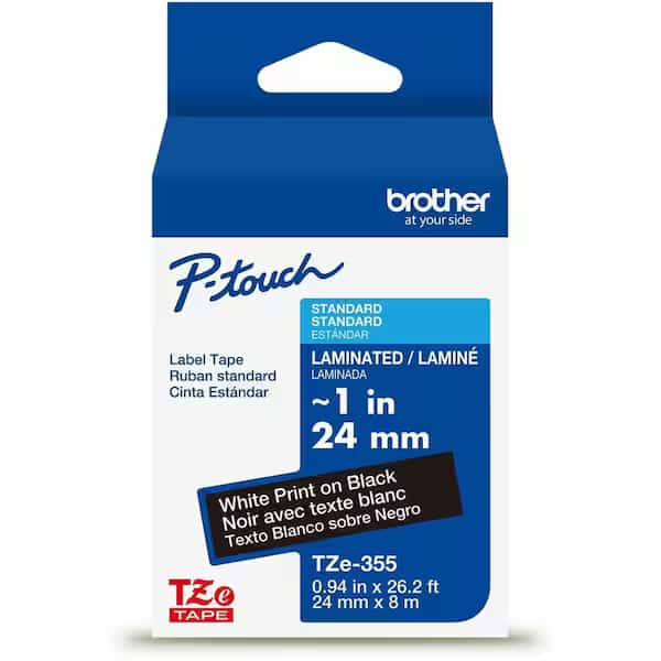 Adhesive TZ Tape (R) Cartridge 15/16"x26-1/5ft., White/Black