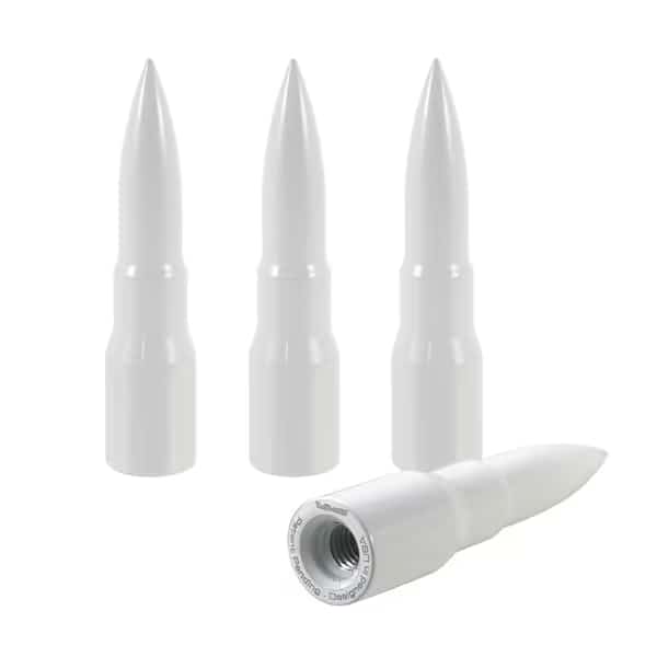 LUG NUTS Painted White Billet Aluminum 73 Millimeter Length Bullet Style Set Of 4
