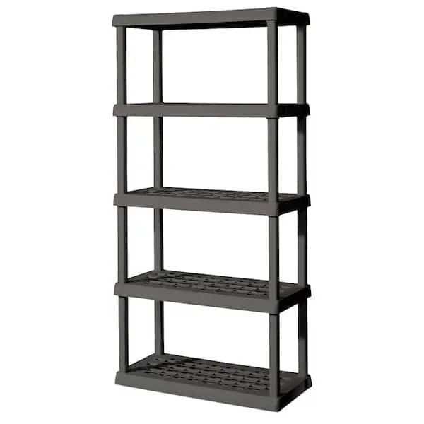 Sterilite 01553V01 Shelving Unit, 5-Shelf, Plastic, Gray