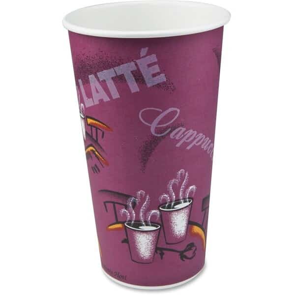 Polycoated Hot Paper Cups, 20 Oz, Bistro Design, 600PK