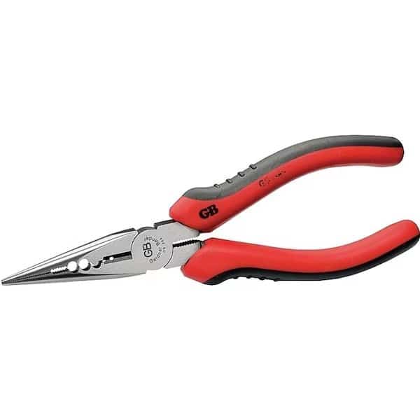 GB Plier, 634 in OAL, 112 in Cutting Capacity, Red Handle, Cushioned Handle, 14 in W Tip