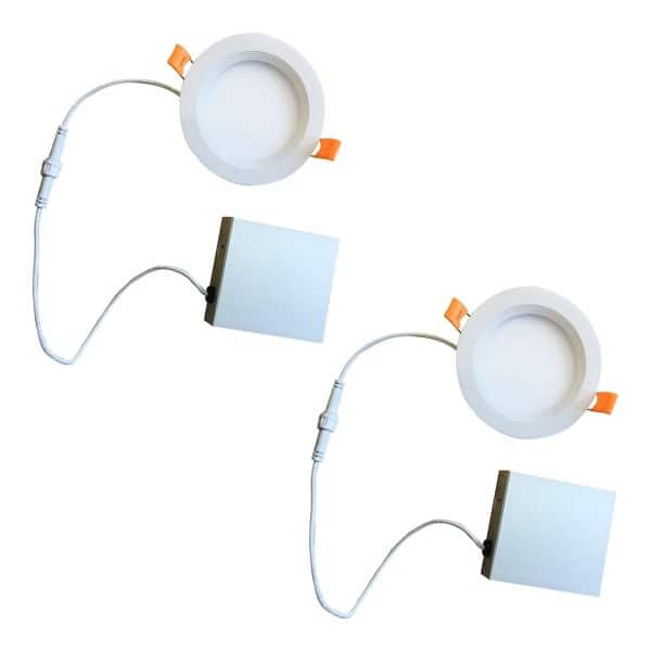 4" Canless 2700K, 65w Equivalent, New Construction Integrated LED Recessed Light Kit Metal JBOX, 2PK