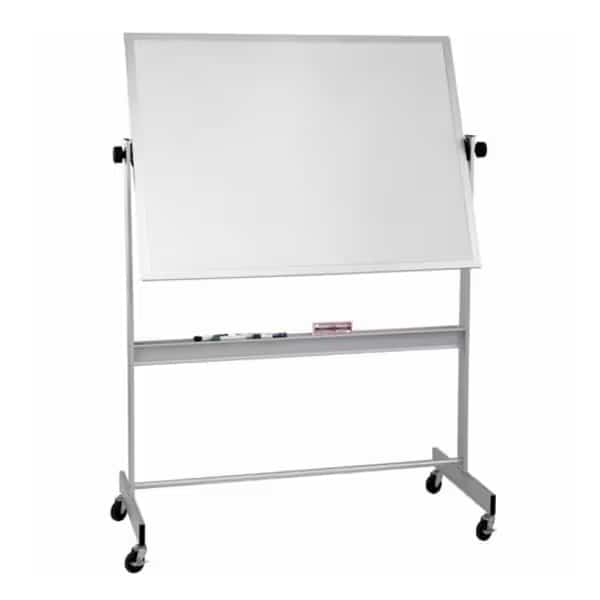 Dry Erase Board, Porcelain, 48 in, 72 in, Aluminum Frame, White, Gloss