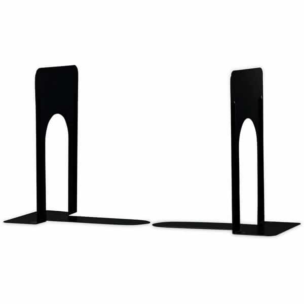 Jumbo Deluxe Metal Bookends, Nonskid Padded Base, Black Enamel, 1 Pair, Universal Products, Mfr#: 54095
