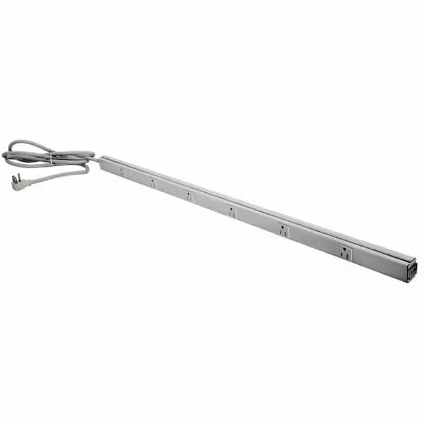 Metal PlugTrak, 40", 15A 6 Receptacle, 6' Cord and Plug, Gray
