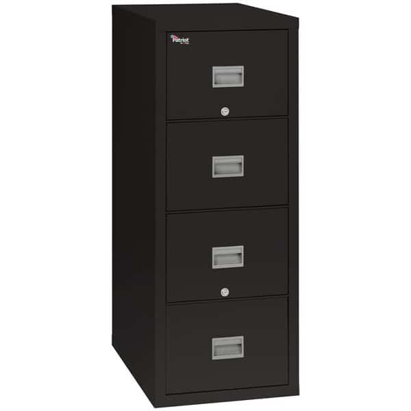 17-3/4" W 4 Drawer File Cabinet, Black, Letter