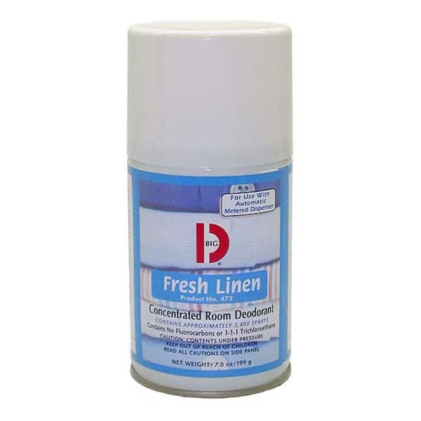 BigDIndus, Metered Concentrated Room Deodorant, Fresh Linen Scent, 7 Oz Aerosol, 12PK