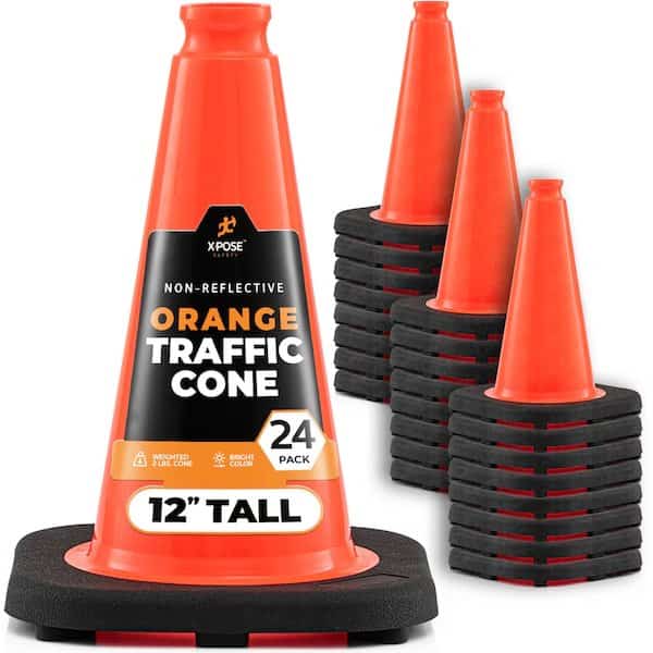 Traffic Cone, PVC, 12" H, Orange, Xpose Safety, Mfr#: OTC12-24-X-S