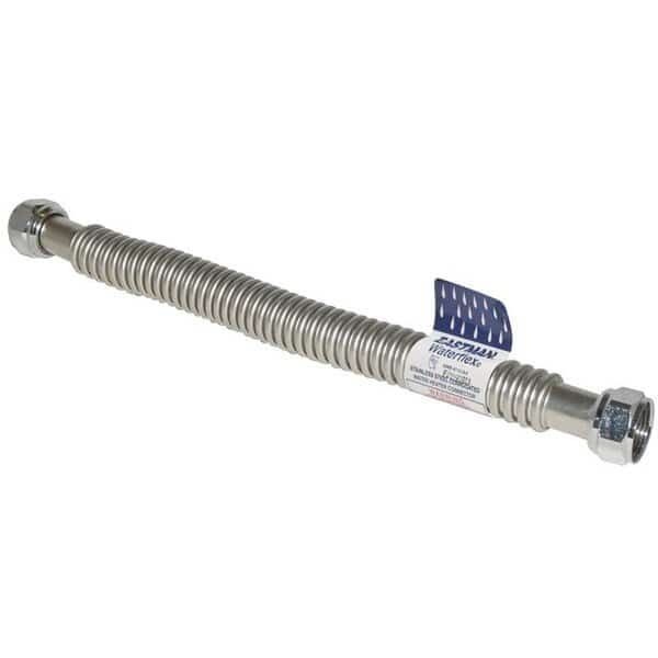 WaterFlex Series 0 Corrugated Flexible Water Heater Connector, 34 in, FIP, Stainless Steel, 12 in L