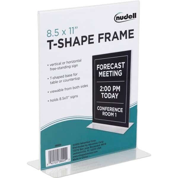 Tshape Acrylic Frame Standing Sign Holder, No Color