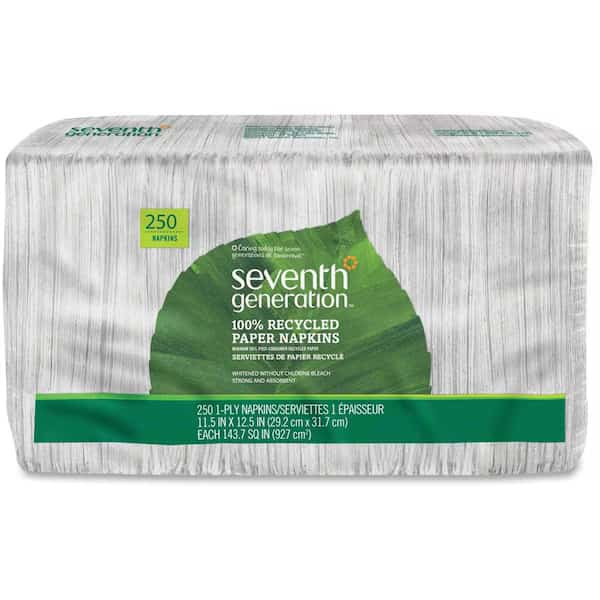 100 Recycled Paper Napkins, White, 250PK