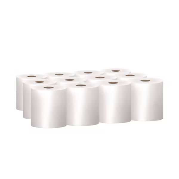 Hardwound Towels & Wipes, 1 Ply, Continuous Roll Sheets, 800 ft, White, 12 PK