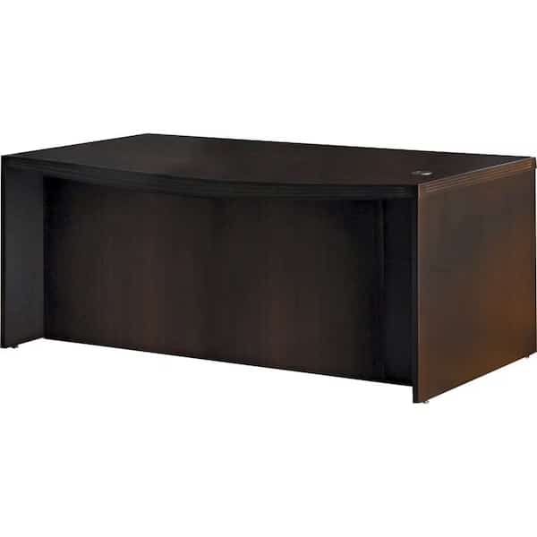 Bow Front Desk 42" D X 29-1/2" H, 72" W X MDF (Medium Density Fiberboard) - Platform, Mocha