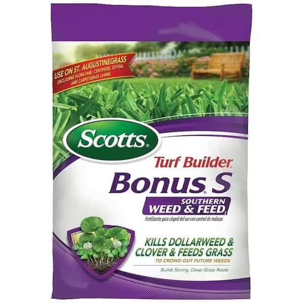 Turf Builder Bonus S Southern Weed and Feed Fertilizer, Granule, Fertilizer, BluePink Bag