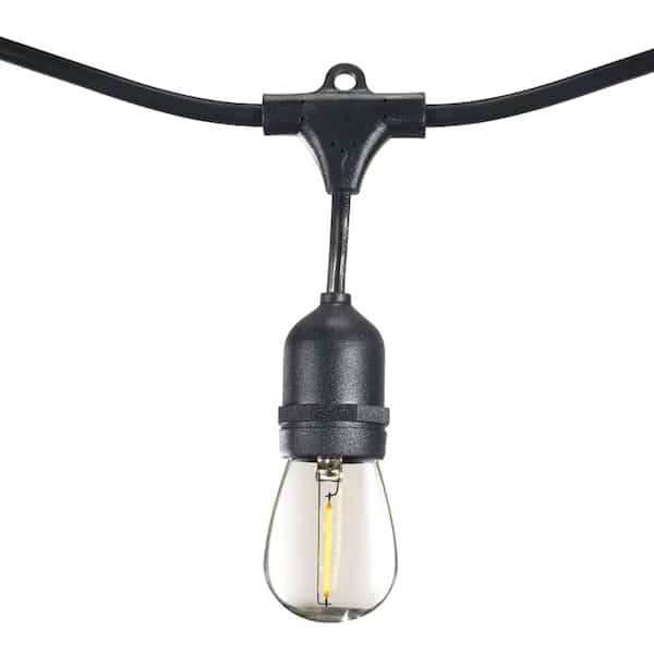 48 ft. Plug-in Edison Bulb S14 Shatter Resistant LED Black String Light w/15 sockets-Bulbs included