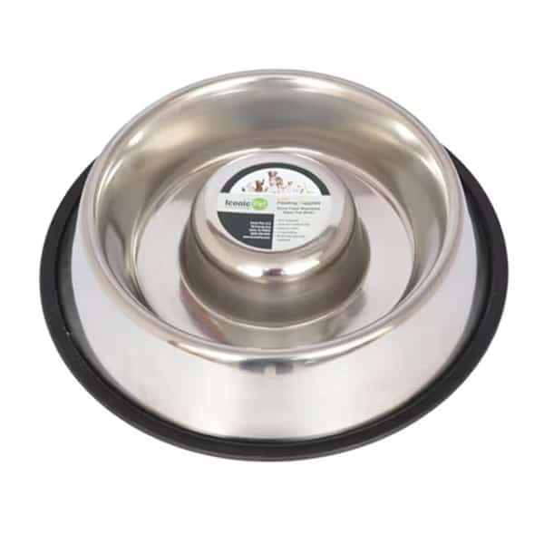 48 oz Slow Feed Stainless Steel Pet Bowl for Dog or Cat - Large