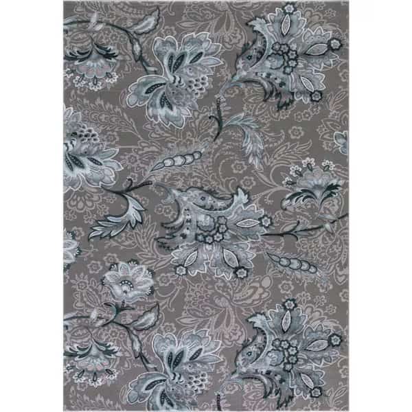 7 ft. 10 in. x 10 ft. 6 in. Thema Jacobean TealGray