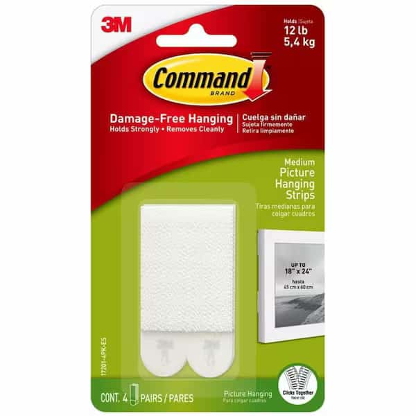 Medium Picture Hanging Strips, White, 8PK