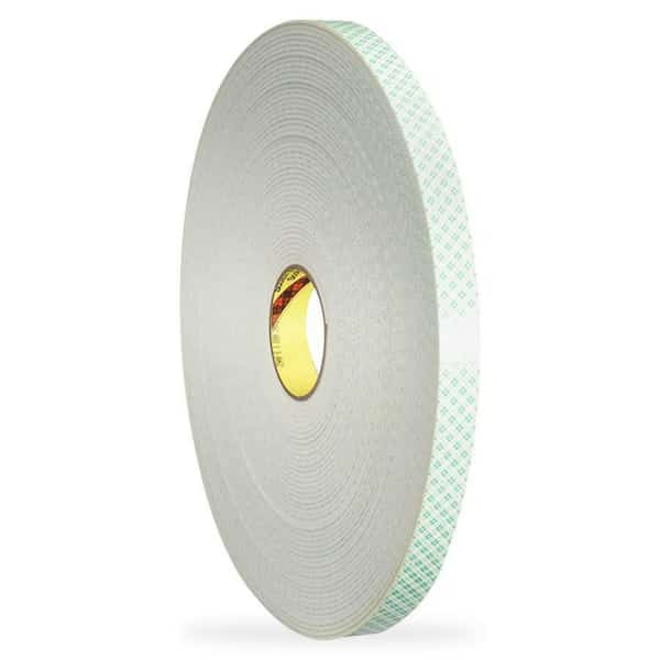 Double-Sided Foam Tape, 3/4 in W, 5 yd L, 1/8 in, Polyurethane Foam, Double-Sided