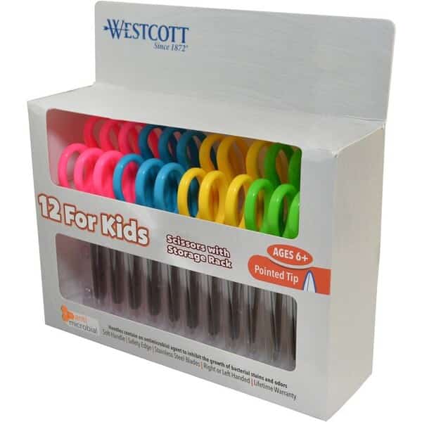 Westcott 5 Pointed Microban Scissors, Assorted, 12PK