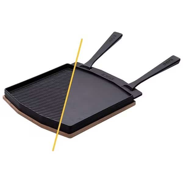 DualSided Grizzler Plate, Cast Iron, Cast Iron Handle, Removable Handle