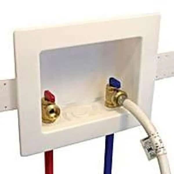 60250 Washing Machine Outlet Box, 12 x 34 in Connection, Brass, White