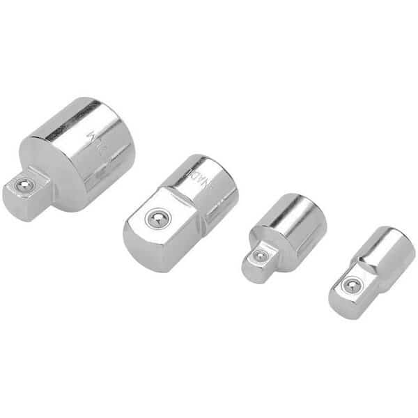 Socket Adapter 1/4 In x 3/8 In/ 3/8 In To 1/4 In/ 3/8 In x 1/2 In/ 1/2 In x 3/8 In; Chrome Plated
