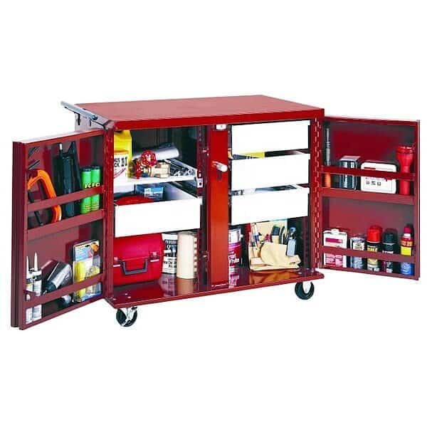 Jobsite Cabinet, Brown, 49 in W x 26-7/8 in D x 40-5/8 in H