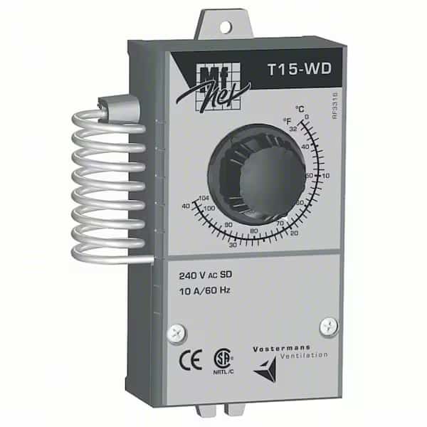 Line Volt Mechanical Tstat, Spring, 32 Degrees  to 105 Degrees F, SPDT, 250 V