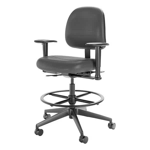 Polyurethane Task Chair, 22-3/4" to 33-1/4", Adjustable Arms, Wood