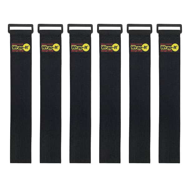Cinch Strap, No Adhesive, 24 in, 2 in Wd, Black, 4 PK