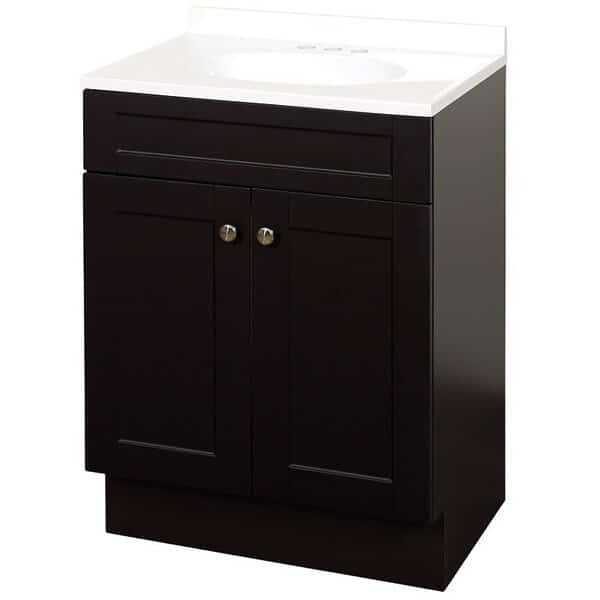 2Door Shaker Vanity with Top, Wood, Espresso, Cultured Marble Sink, White Sink