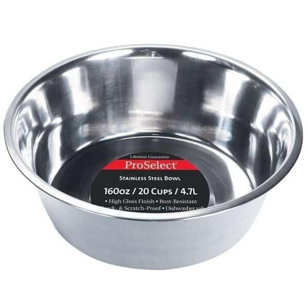 Pet Feeding Dish, 5 qt Volume, Stainless Steel