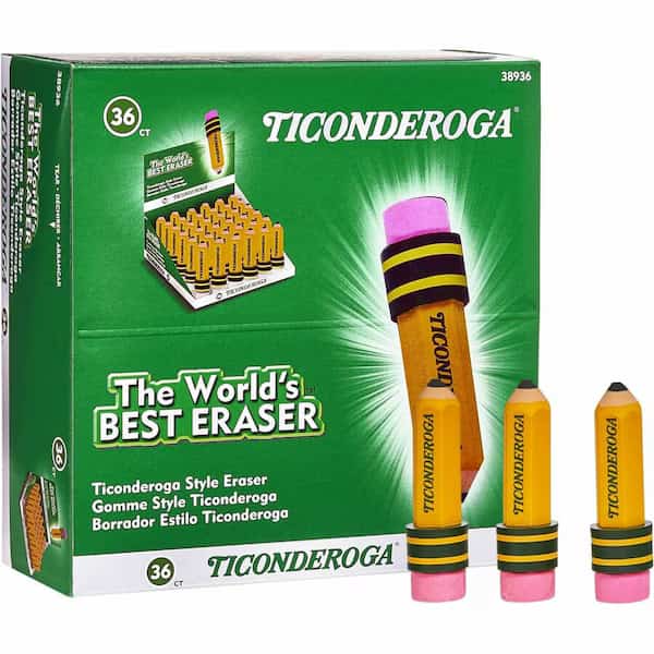 Latexfree Pencilshape Eraser, Yellow, 36PK