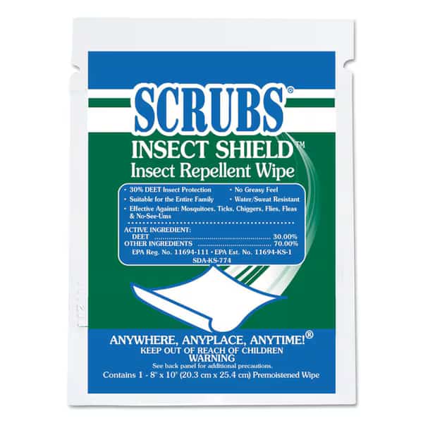 Insect Shield Insect Repellent Wipes, 8 x 10, White, PK100