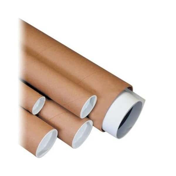 Mailing Tubes with Caps, 2-1/2" x 20", Kraft, PK34