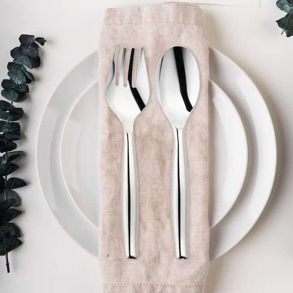 Silver Disposable Plastic Serving Flatware Set - Serving Spoons and Serving Forks (150 Pairs), 300PK