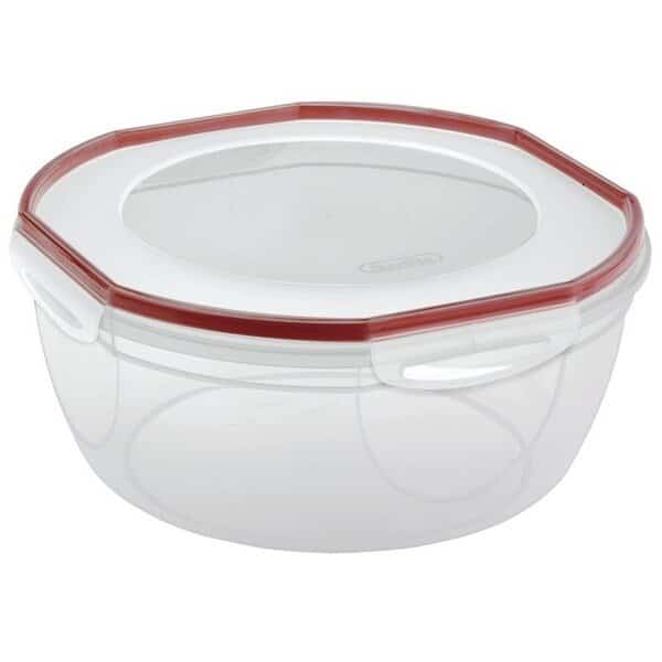 UltraSeal 0 Storage Bowl, 81 qt Capacity, Plastic, ClearRocket Red, 558 in Dia, 12 in H, Sterilite, Mfr#: 3958602