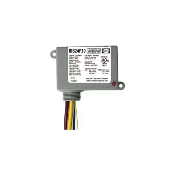 Enclosed Pre-Wired Relay, 30A at 300VAC, DPDT