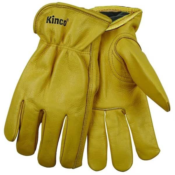 Driver Gloves, Men's, L, 1012 in L, Keystone Thumb, EasyOn Cuff, Cowhide Leather, Gold