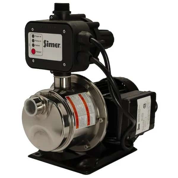 Sta-Rite Simer 4075SS-01 Automatic Pressure Booster Pump, 0.75 hp, 24 gpm, Stainless Steel