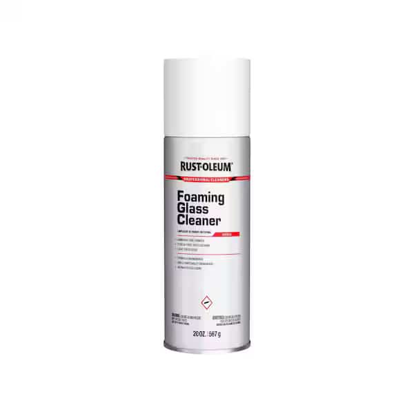 Foam Glass Cleaner, 20 oz, Clear, Fragrance Free, Aerosol Spray Can, 12 PK